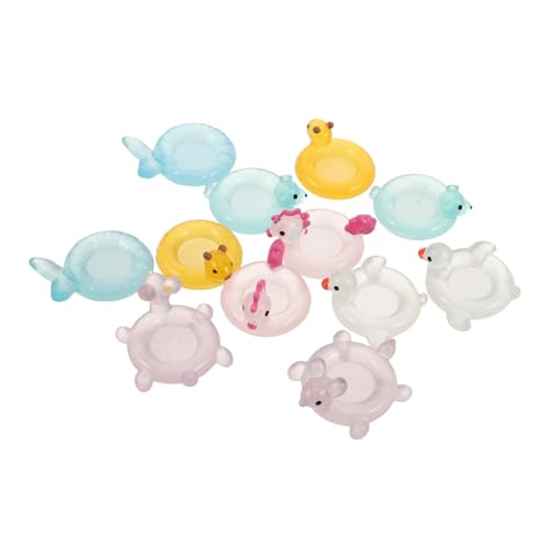 Holibanna 12 Stück Mini-schwimmringe in Tierform, Miniatur-schwimmringe, Figuren, Aquarium-Ornamente, Dekorationen Für DIY-aquarien, Topfpflanzen, Mikro-feengarten, Puppenhaus von Holibanna