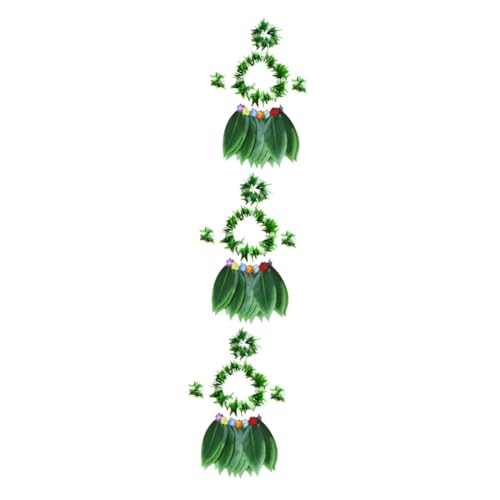 Holibanna 15 Stk Hawaii-Blattrock Mädchen-Outfit Outfit für Mädchen Strandtanzkleid Blatt-Hula-Rock Strand Halskette Halsketten kleidung grüne Blätter Grasröcke Kostüme Männer und Frauen von Holibanna