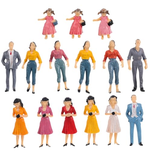 Holibanna 15Stücke Bemalte Miniaturfiguren Menschen für Modellbau Architektur Eisenbahnanlagen Robuste Kunststofffiguren für Szenen Gestaltung Hobby Projekte von Holibanna