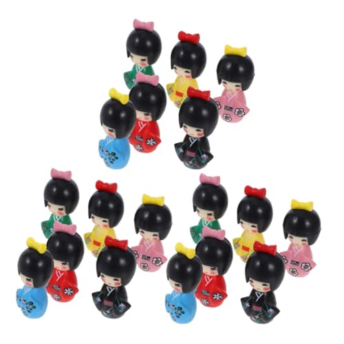 Holibanna 18 Stück Mikro-Landschaftsverzierung Puppe Haushaltshandwerk Kimono-Statue japanischer Desktop-Kimono Miniatur-Kimono japanische Kimono-Skulptur japanische Kimono-Mädchenstatue PVC von Holibanna