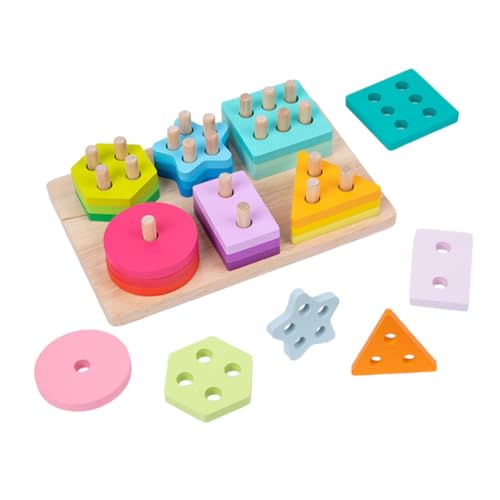 Holibanna 1Satz Holzsortierblöcke Montessori für Teiliges mit Geometrischen Fördert Feinmotorik Hand Koordination für Kleinkinder Vorschulkinder von Holibanna