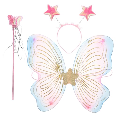 Holibanna 1Satz Kostümset für Schmetterlingsflügeln Feenstab Haaraccessoire Rollenspiele Halloween Karneval Leicht für Stundenlangen Spaß von Holibanna