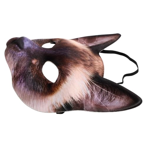 Holibanna 1Stk Katzenmaske mit halben Augen halloween masken halloweenmaske masken für halloween Katzenkostüme Fuchsmaske Halloween-Maske Kostüm Maskerade Katze Gesichtsmaske Brown von Holibanna