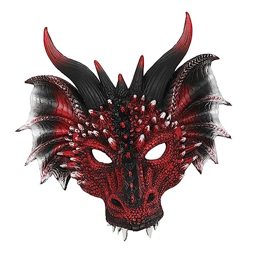 Holibanna 1Stk schwarze rote Drachenmaske Herren Kostüme wiederverwendbar halloween maske halloween-maske schwarzes Ballkleid schwarze anzüge für männer Drachen Kostüm Maske gruselige Maske von Holibanna