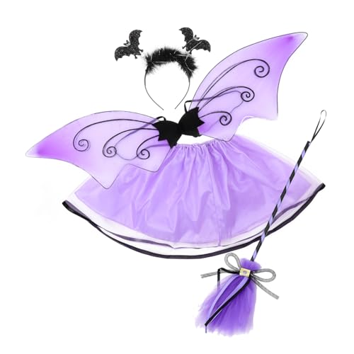 Holibanna 1satz Mädchen Halloween Kostümset Mit Bat-flügeln Und Tüllrock Teiliges Für Partys Und Auftritte Elastischer Bund Für Komfort von Holibanna