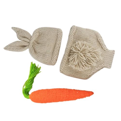 Holibanna 1satz Neugeborenes Fotografie Kostüm Häkel-outfit Mit Kaninchen- Karotte Und Hose Für Fotoshooting Requisiten Teiliges Set Für Unvergessliche Erinnerungen von Holibanna