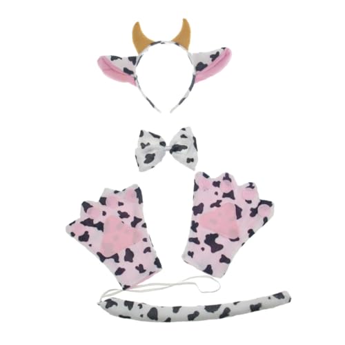 Holibanna 1satz Tierkostüm Zubehör Für Erwachsene Kuh-ears Haarband Fliege Handschuhe Und Für Halloween Und Cosplay-events von Holibanna