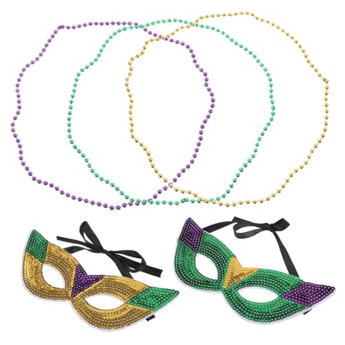 Holibanna 2 Sätze Karnevalsmaske masquerade faschingskostüm perlenketten herren Abschlussballanzug für Männer Herrenhalskette Halsketten Faschingsmasken zum dekorieren Partymaske Socke Korn von Holibanna