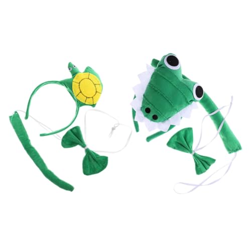 Holibanna 2 Sätze Teiliges Tierkostüm Set mit Krokodil und Schildkröten Stirnband und Fliege für Kreative Feiern und Verkleidungen von Holibanna