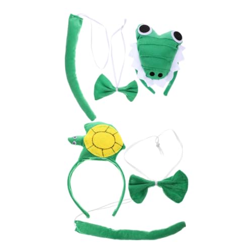 Holibanna 2 Sätze Tierkostüm Set für Halloween Krokodil und Schildkröte Cosplay Zubehör mit Haarband und Fliege für Kostümpartys und Festivals von Holibanna