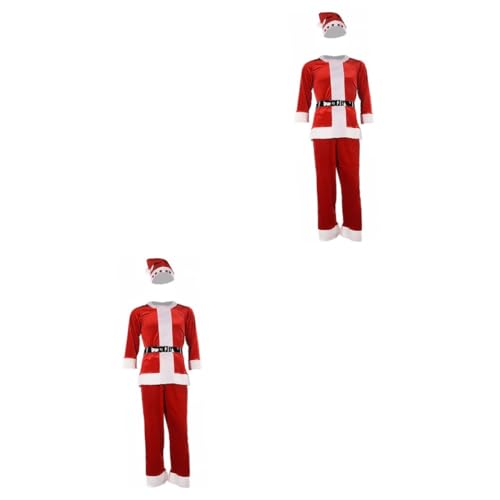Holibanna 2 Sätze Weihnachtskleidung Für Frauen Santa Anzug Für Erwachsene Weihnachtskostüm Für Erwachsene Weihnachtsfeier Kostüm Santa-outfit Für Erwachsene Erwachsener Overall Mann Vlies von Holibanna