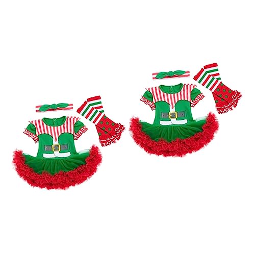Holibanna 2 Sätze Weihnachtsspielanzug Tutu-Rock für Weihnachtsfeiern weihnachten kostüm weihnachtsklamotten Säuglingsstirnbänder für Babymädchen Baby-Stirnband Weihnachtsbedarf Pyjama von Holibanna