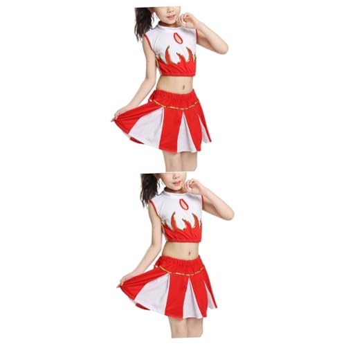 Holibanna 2 Sätze Performance-Kleidung Cheerleader Uniform für Kinder Bühnenperformance Kostüm Cheerleader-Cosplay-Uniform Mädchen-Outfit tanzende Kleidung Tanzkostüm Sport bilden Kostüme von Holibanna