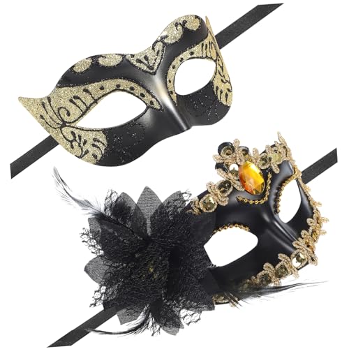 Holibanna 2 Stk Maske venetian mask trachten zubehör the mask m.a.s.k Karneval-Kostüm Herrenanzüge Anzüge für Männer Silber bilden Frauenkleidung einstellen Damen Seitenblume Plastik von Holibanna