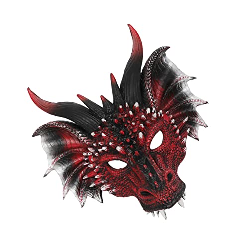 Holibanna 2 Stk Schwarze Rote Drachenmaske Halbgesichtige Drachenmasken Cooles Masken-cosplay Halbes Halloween Wolf Kostüm Für Erwachsene Drachen Maskerade Maske Pu Die Hexe Tier Mann von Holibanna