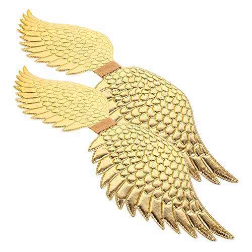 Holibanna 2 Stück Goldene Flügel Kostüm Accessoires für Halloween Karneval und Cosplay Leicht und mit Elastischem Band für Lange Tragezeiten von Holibanna