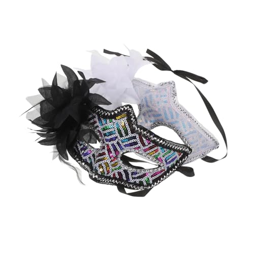 Holibanna 2 Stück Halbe Gesichtsmasken für Damen mit Glitzernden Pailletten und Floralem Design Leichte und Komfortable Masquerade Masken für Karneval Hochzeit und Kostümparty von Holibanna