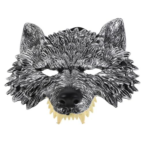 Holibanna 2 Stück Halloween Wolf Halbgesichtsmaske aus PU Realistische Werwolf Kostüm Requisiten Angenehm Tragbare Tiermaske für Karneval Party und Fasching Einfache Reinigung und Komfort von Holibanna