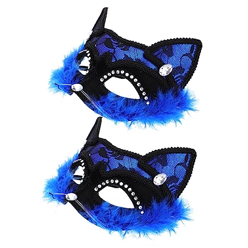 Holibanna Spitze Katze Für Halloween Halb Katze Maske Set Strass Komfortable Dekorative von Holibanna