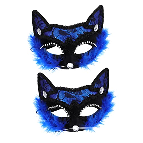 Holibanna 2 Stück Katzengesicht Roségold Maskerade Das Kostüm Halloween Abschlussball Halbgesicht Halloween Katzenkostüm Katze Halloween Kostüme Für Erwachsene Masken Kunststoff Blau von Holibanna
