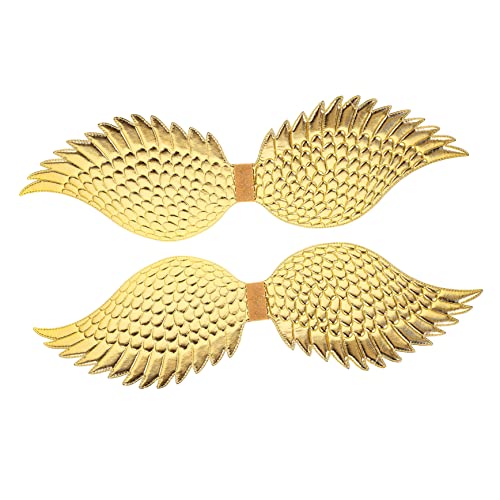 Holibanna 2 Stück Kleidung Feenflügel Engelskostüme Fairy Tail Engelsflügel Engelskostüm Halloween Outfits Bekleidung Rollenspielzubehör Flügel Kostüm Requisiten Golden von Holibanna