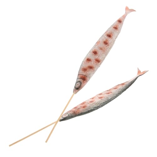 Holibanna 2 Stück Künstliches Grill Fisch Modell Realistisches Saury Lebensmittel Modell für Fotografie und Schaufenster Dekoration für Restaurants und Heimgebrauch Detailreiche Nachbildung von Holibanna