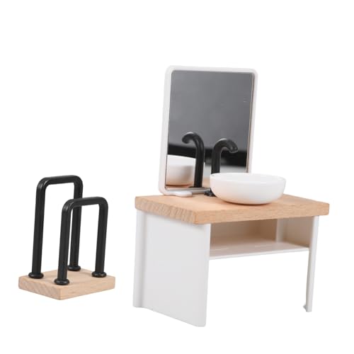 Holibanna 2 Stück Miniatur-waschbecken Und Handtuchhalter Für Puppenhäuser Badezimmerdekoration Maßstab 1:12 Aus Holz Und Kunststoff Installieren Holibanna 2 Stück Miniatur-waschbecken Und Handtuchhalter Für Puppenhäuser Badezimmerdekoration Maßstab 1:12 Aus Holz Und Kunststoff Installieren von Holibanna