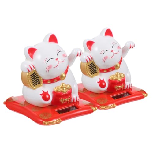 Holibanna 2 Stück Solar Winkekatze Weiß Japanischer Stil Feng Shui Deko Wackelnde Glückskatze Tischfigur für Auto Büro Wohnzimmer Holibanna 2 Stück Solar Winkekatze Weiß Japanischer Stil Feng Shui Deko Wackelnde Glückskatze Tischfigur für Auto Büro Wohnzimmer von Holibanna