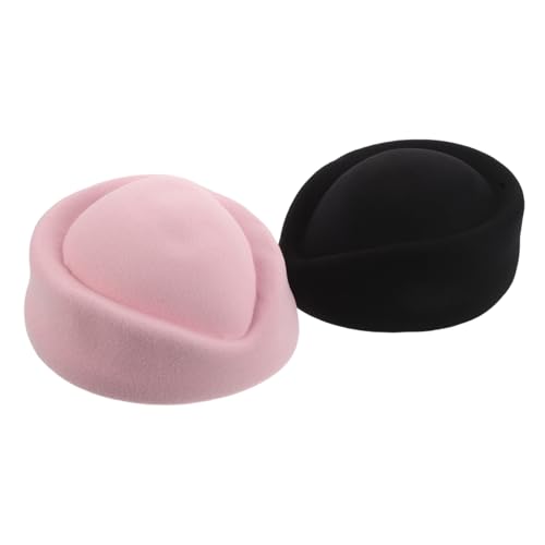 Holibanna 2 Stück Teiliges Damen Stewardess Hut Imitat Wollfilz Begleiter Mütze Retro Air Hostess Kostüm Accessoire für Bühnenauftritte Themenpartys und Bandveranstaltungen in Schwarz und Holibanna 2 Stück Teiliges Damen Stewardess Hut Imitat Wollfilz Begleiter Mütze Retro Air Hostess Kostüm Accessoire für Bühnenauftritte Themenpartys und Bandveranstaltungen in Schwarz und von Holibanna