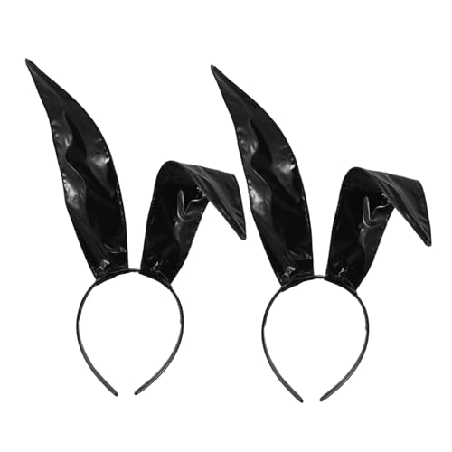 Holibanna 2 Stück Teiliges Hasenohren Stirnband aus Schwarzem Kunstleder für Halloween und Weihnachtsfeiern Leichtes Bequemes Party Cosplay-accessoire für Erwachsene von Holibanna