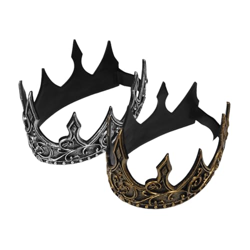 Holibanna 2 Stück Teiliges Mittelalterliche Herren Krone aus Leichtem PU Material Verstellbares Kopfband Königliche Cosplay Kopfbedeckung in Gold und Silber für Party Theater Halloween von Holibanna