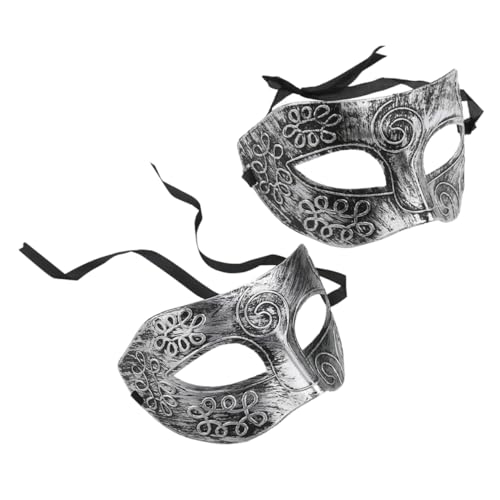 Holibanna 2 Stücke Griechische Und Römische Masken Mardi Gras Mask Cosplay-maske Männliche Maskerademaske Halloween-party-maske Kostüm Maske Halloween-maske Party-kostümmaske Silver Plastik von Holibanna