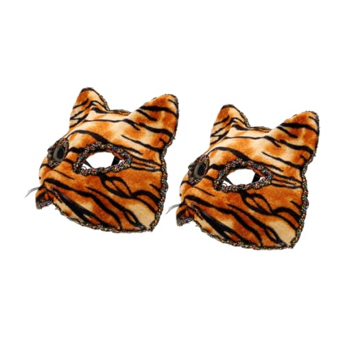 Holibanna 2stücke Tiger Halbmaske Für Halloween Und Kostümpartys Tiermaske Cosplay Für Und Aufführungen Bequeme Materialien Für Gemeinsame Feiern von Holibanna