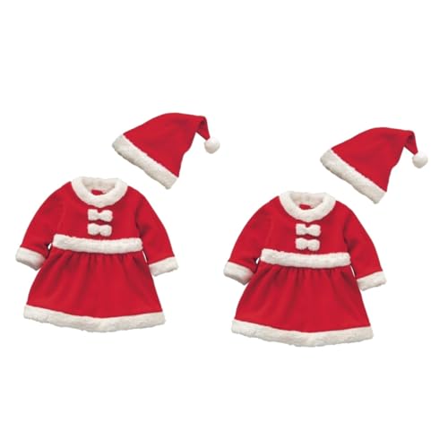 Holibanna 2-teiliges Set Elf Verkleiden Sich Anzug Rote Weihnachtskostüme Weihnachtsmann-kostüm Frau Weihnachtsmann Kostüm Weihnachtself-kostüm Kleidung Cosplay Weihnachtselfe Kind von Holibanna