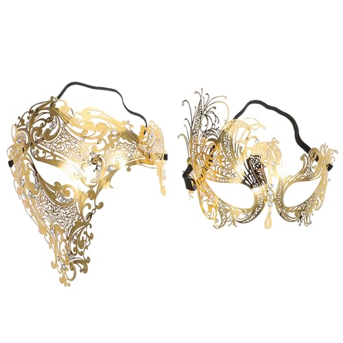 Holibanna Goldene Maske 2 Stück Halbmasken Aus Metall Für Party Karneval Halloween Kostümpartys von Holibanna