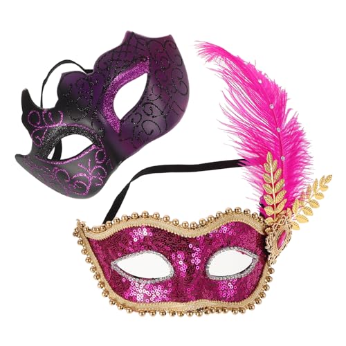 Holibanna 2stücke Vintage-roman-masken Für Erwachsene Antike Karnevalsmasken Mit Glitzer Und Feder Für Abendveranstaltungen Bälle Und Faschingsfeiern von Holibanna