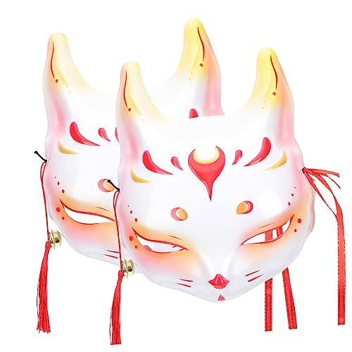 Holibanna 2St Tanzmaske japanisch Bühnenauftrittsmaske Halbmasken halloween masken halloweenmaske Maskerade-Maske Werkzeug für Festivalmasken Partyzubehör Fuchs schmücken Geschenk PVC rot von Holibanna