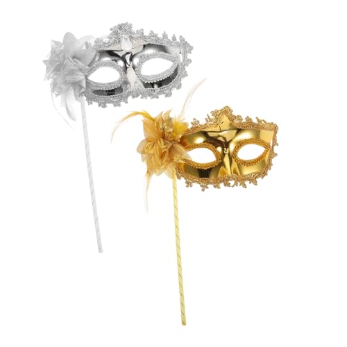 Holibanna 2pcs Blume Handheld Masquerade Maske Mit Stick Venezianer Maske Für Maskerade -balls -partys Hochzeiten Und Halloween von Holibanna