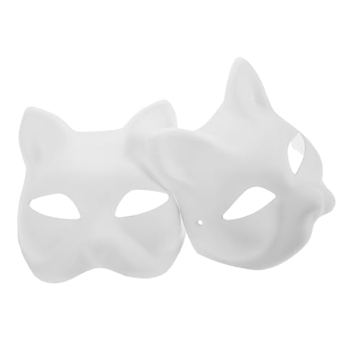 Holibanna 2st Handgezeichnete Leere Maske Tierische Maske Diy-masken Papiermaske Maske Katze Katzenmaskenpapier Masken-cosplay Katzenmasken Aus Papier Tiermaske Zellstoff Weiß von Holibanna