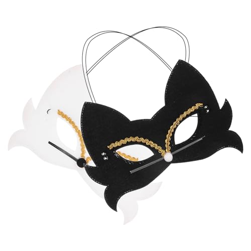 Holibanna 2st Katzenmaske Halloween-maske Halloween Masken Mädchen Maske Katze Gesichtsmaske Katzen-maskerade-maske Halloween Halbgesichtsmaske Katzenfrauenmaske Tier-maskerade-maske Stoff von Holibanna