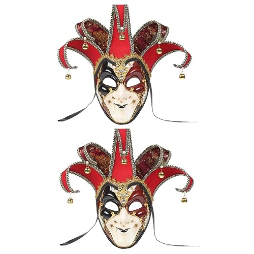 Holibanna 2st Narrenmasken Dekorative Masken Für Die Wanddekoration Maskerade Maske Herren Halloween-cosplay-maske Retro-maske Kostüm Vollgesichtsmaske Narrenhut Abschlussball Mann Italien von Holibanna