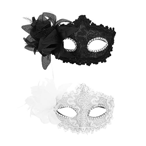 Holibanna 2st Rosenprinzessin Maske Katzenmasken Aus Spitze Schwarze Katzenmasken Halloween-spitzenmasken Nachtclub-masken Halloween-kostümmasken Gotisch Frau Zubehör Das Gesicht Plastik von Holibanna
