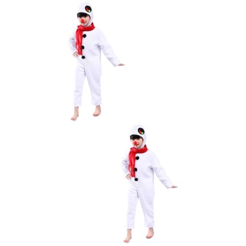 Holibanna 2st Schneemann-overall Schneemann-pyjama Weihnachts-cosplay-kostüm Schneemannkostüm Für Kinder Nachthemd Aufblasbares Kostüm Weihnachtskostüm Jacke Mit Hut Karikatur Weiß Baby von Holibanna