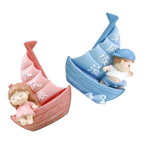 Holibanna 2stücke Kuchen Toppers Nautisches Thema Segelboot Geburtstagskuchen Dekoration Für Jungen Und Mädchen Resin Figuren Für Und Feiern von Holibanna