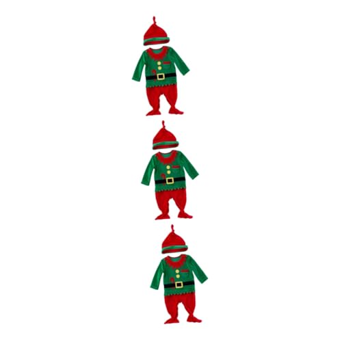Holibanna 3 Sätze Baby-weihnachtskleidung Weihnachts-baby-outfit Santa Strampler Baby Weihnachtsoutfit Baby Baby-elfen-strampler Baby-elf-kostüm Babykleidung Lange Ärmel Neugeboren Baumwolle von Holibanna
