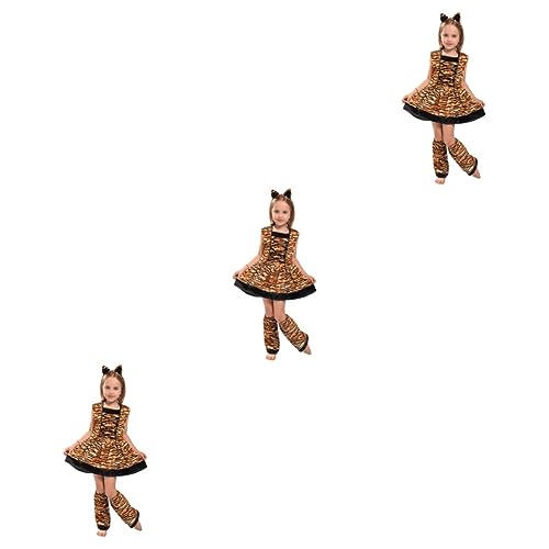 Holibanna 3 Sätze Tiger-Cosplay-Kostüm kinder tiger kostüm tiger kostüm kinder Mädchen-Outfit Mädchen Kleidung Kinderkleidung Kleider Kostüm für Rollenspiele Mädchenkostüm Zubehör von Holibanna