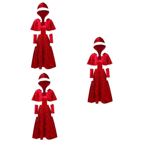 Holibanna 3 Sätze Weihnachten Langarm weihnachten kostüm weihnachten kleidung festliches Partykleid Frauenanzug Weihnachtsmann-Kleid Kleider Weihnachtskostüme Maskeradekostüm Mädchen bilden von Holibanna