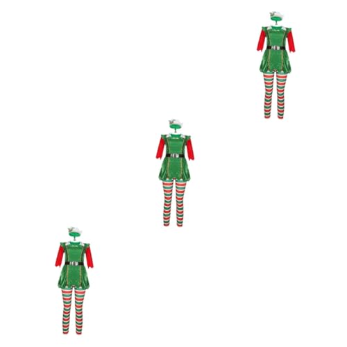 Holibanna 3 Sätze Weihnachtskostüm für die Weihnachtsfeier Elfenkleid Kostüme für Erwachsene Mädchenkostüme Cosplay-Outfits kleidung Frauenkostüm Partykostüm Weihnachten Uniform von Holibanna
