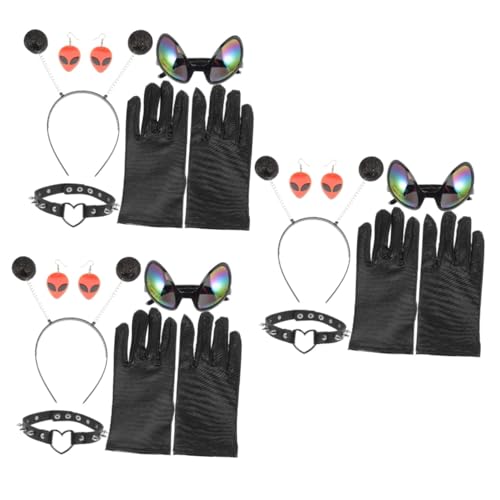 Holibanna 3 Sätze außerirdische Dekoration halloween decorations halloweendekorationen dekorative Brillen Halloween-Ohrringe Tiara Make-up-Stirnband Haarreifen lustiges Stirnband Gläser Glas von Holibanna