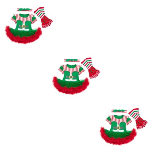Holibanna 3 Sätze weihnachten kostüm weihnachtsklamotten weihnachtsbaby haarband Baby Mädchen Weihnachtsoutfits Säuglingsstirnbänder für Babymädchen kurzer Tüllrock Partykostüm Overall von Holibanna